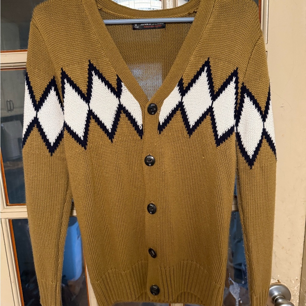 1990’s Women's Chunky Chevron Pattern Cardigan Sweater - Picture 2 of 9